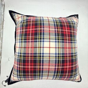 NEW Ralph Lauren Carson Plaid Throw Pillow 20x20 MSRP 100$ red/black/white